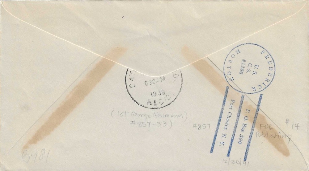 FDC #857-33 -- 1st Neumann -- Printing issue