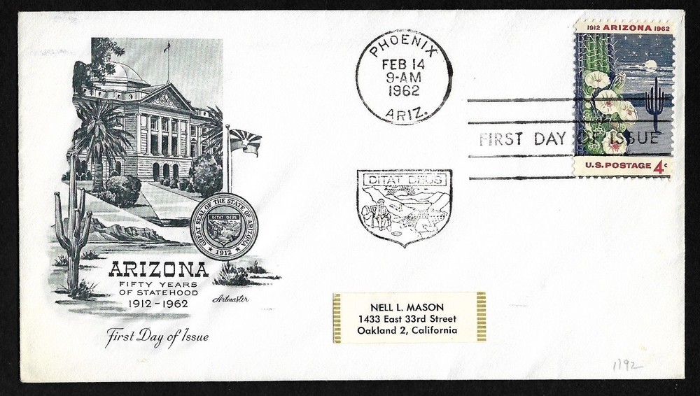 #1192  4c Arizona Statehood- Artmaster  FDC