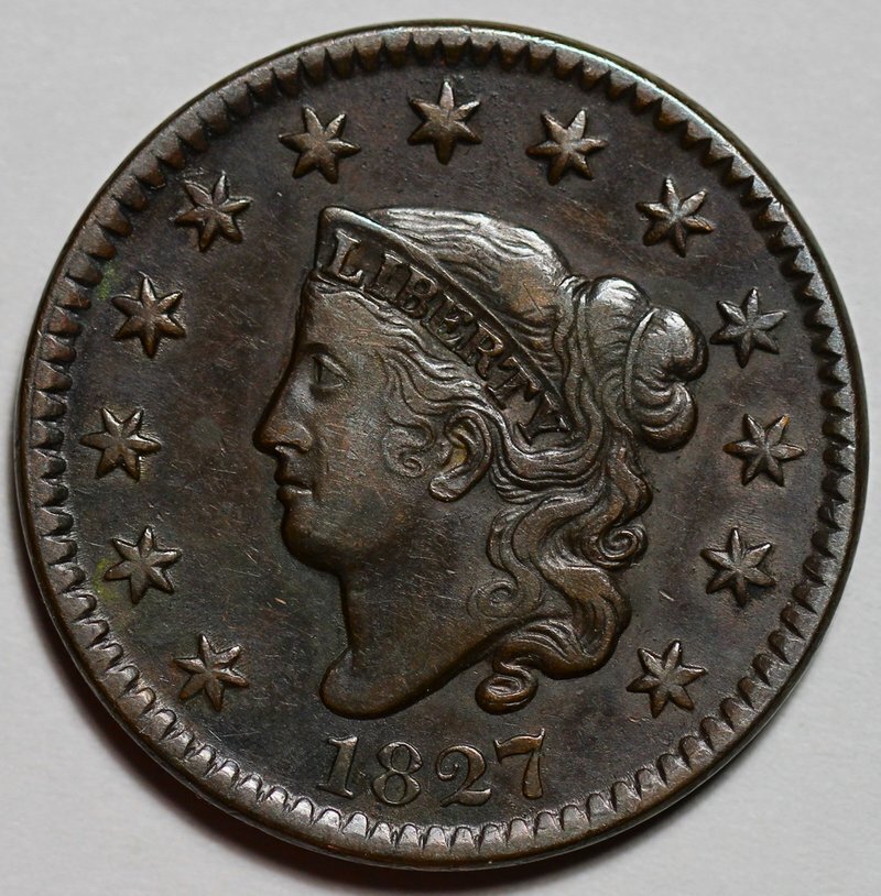 1827 Coronet Head Large Cent - US 1c Copper Coin