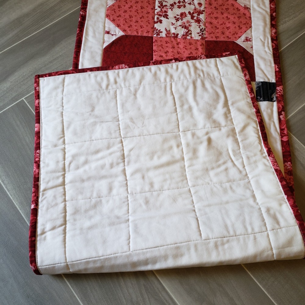 Quilted Table Runner Red White By Gloria