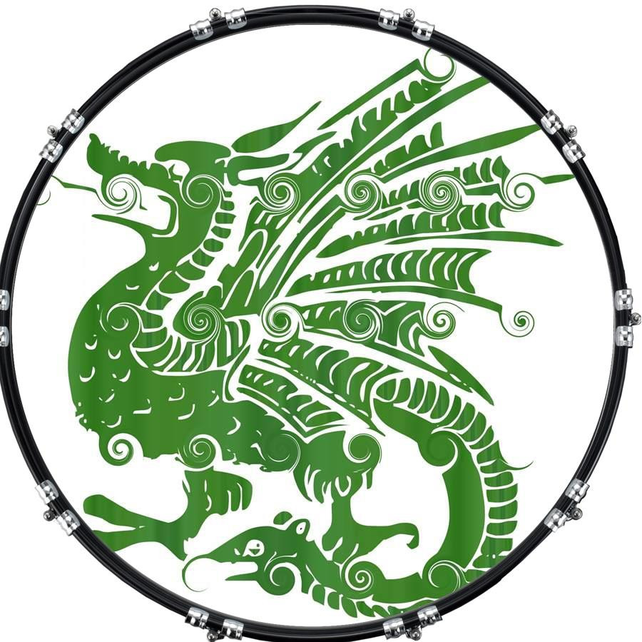20" Custom Bass Kick Drum Front Head Graphical Dragon 3