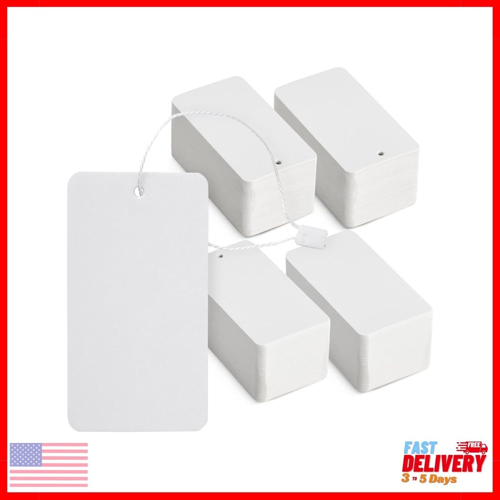 500-Pack Hang Tags with String Attached and Fasteners Blank Writable Cardstock