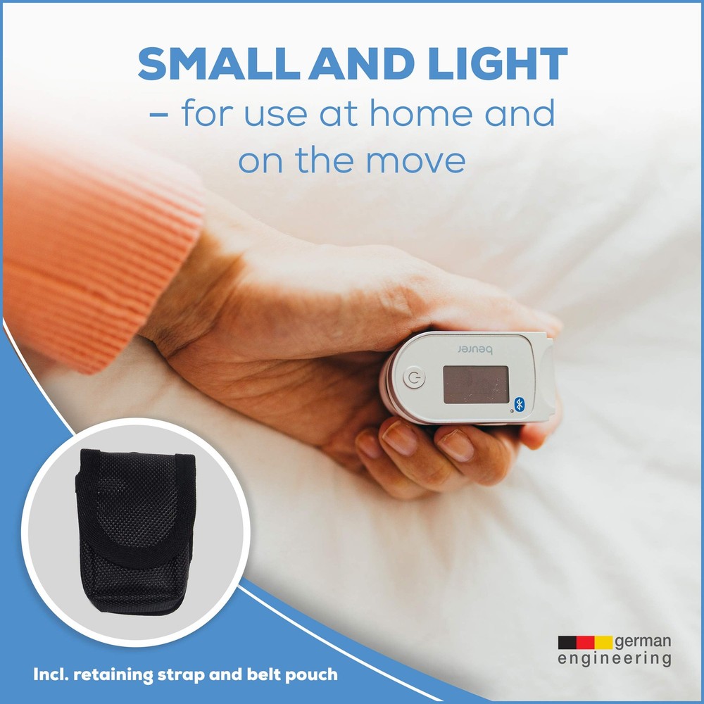 Beurer Bluetooth Digital fingertip Pulse Oximeter, PO60 - Bluetooth, silver
