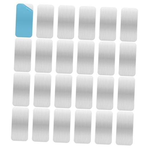 24 Pack Adhesive Metal Plates for Magnetic Rectangular-2.3*1.1 in-24pcs Silver
