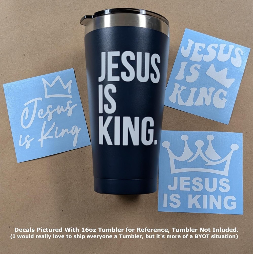 Decals 4 Pack: Crown, Cursive, Small White (3.5")-Small ~3.5"-White