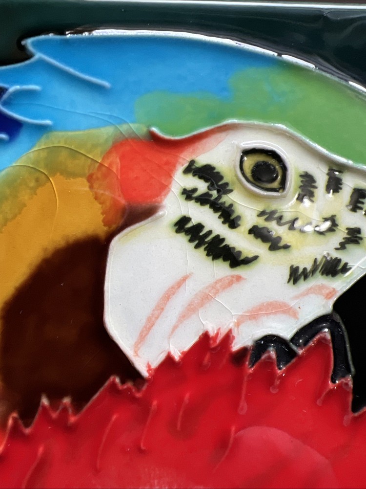 Macaw Parrots Glazed Decorative Tropical Hanging Tile