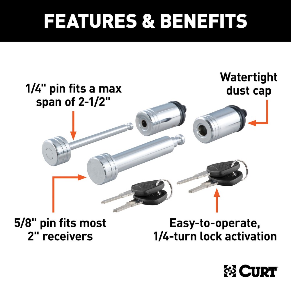 Curt Hitch & Coupler Lock Set (2" Receiver, 2-1/2" Latch)