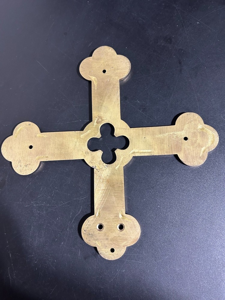 Church Solid Brass Cross 10 1/2" *light scratches missing candlestick H-272