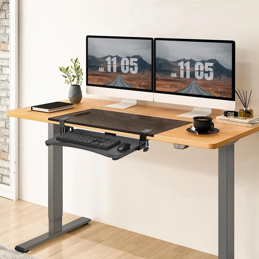 SUPTEK | Keyboard Tray Under Desk Pull Out with C Clamp Mount