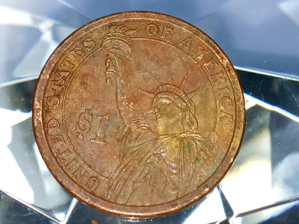 🙂 2007-D WASHINGTON PRESIDENTIAL DOLLAR WITH MISSING CLAD LAYERS ON BOTH SIDES.