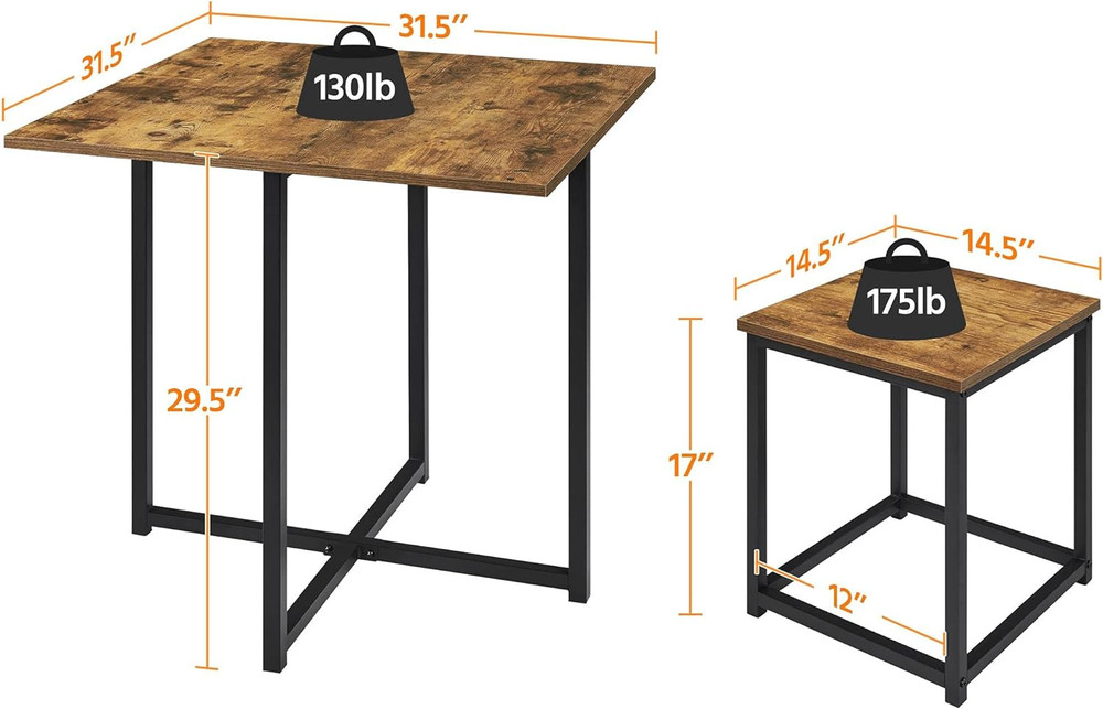 Industrial Dining Table Set for 4 Compact Kitchen Table and 4 Stools Space Savin