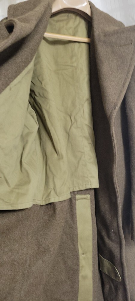WWII US Army Staff Sergeant M-1939 Overcoat Wool Trench Coat Size 36R