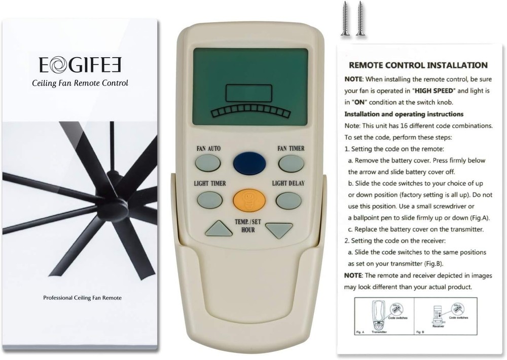 Ergonomic Ceiling Fan Remote Control Replacement for Hampton Bay - Timer Feature