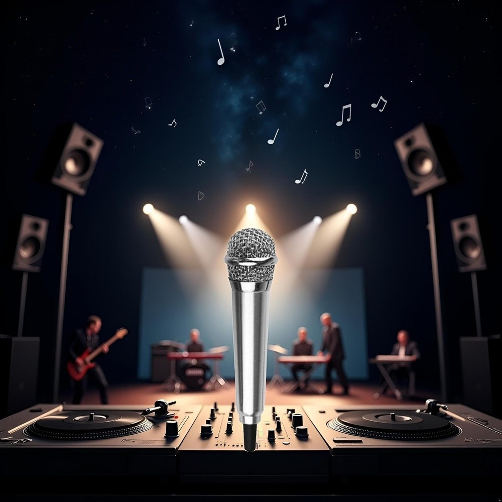 Silver Mini Karaoke Mic - Lightweight Handheld Microphone for Easy Singing