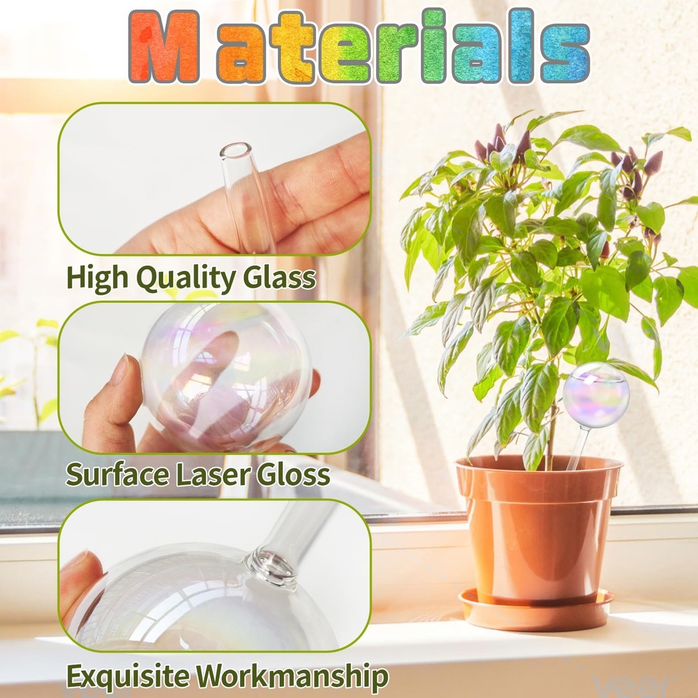 Bvrbaory 2 Pcs Iridescent Self Watering Medium-2 Iridescent, Clear