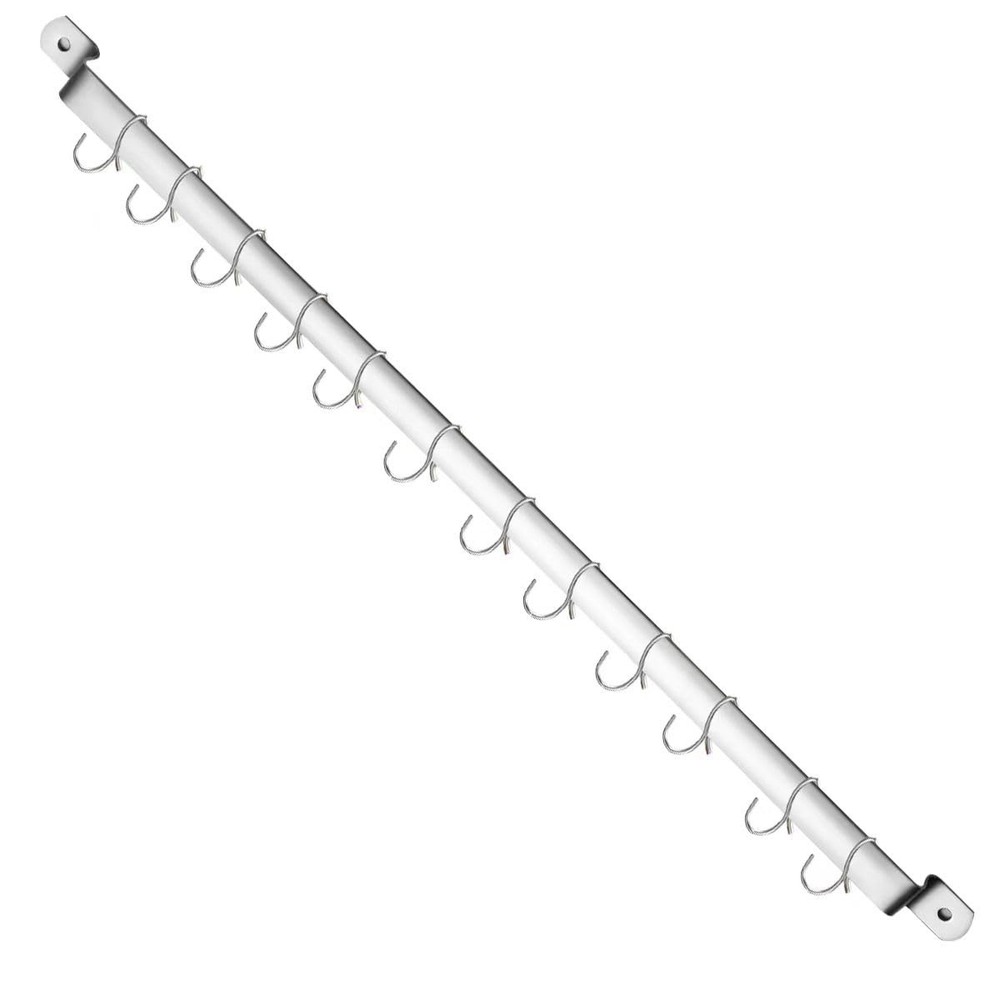 Kyraton Kitchen Utensil Rail Organizer - Wall Mounted Gourmet Rack 1.Silver