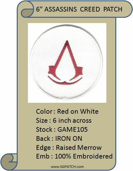 6" - WHITE ASSASSINS CREED PATCH - GAME105
