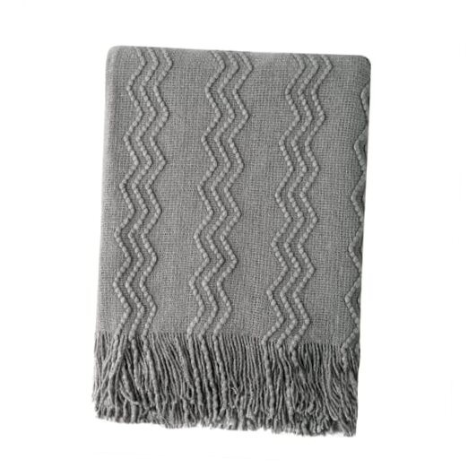 Greyish Throw Blanket 50x60 Inches Throw Textured Solid Soft 50"x60" Dark Grey