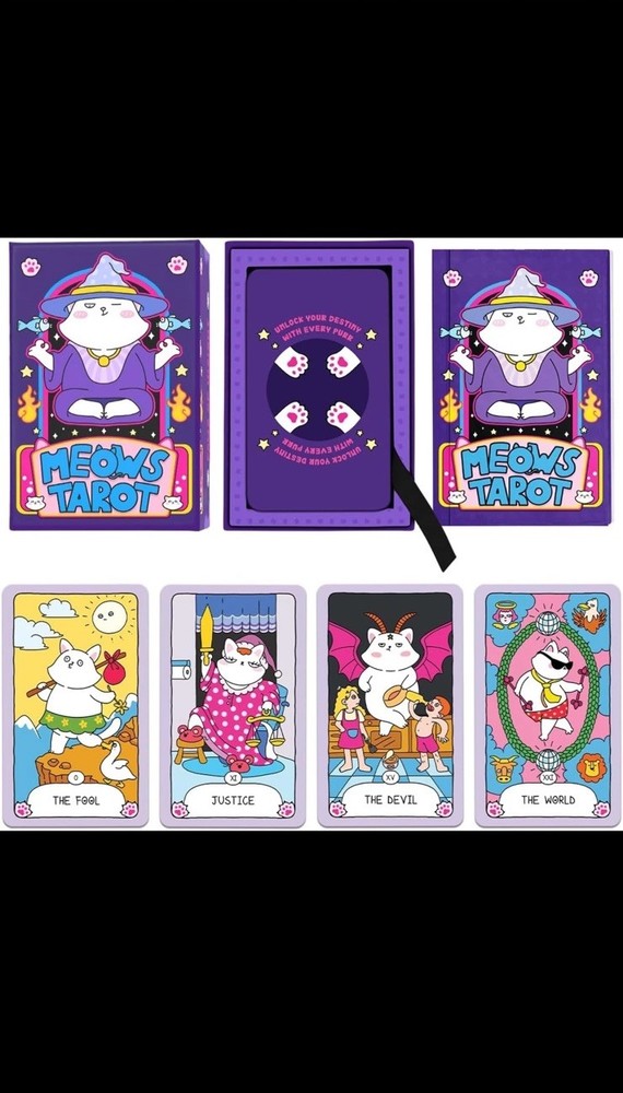 Meow’s Tarot Card Deck with Guidebook 78 Cards for Beginners