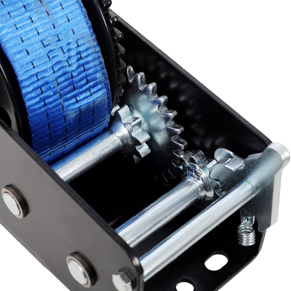 2000LB Hand Winch with Two-Way Ratchet & 26FT Strap for Towing