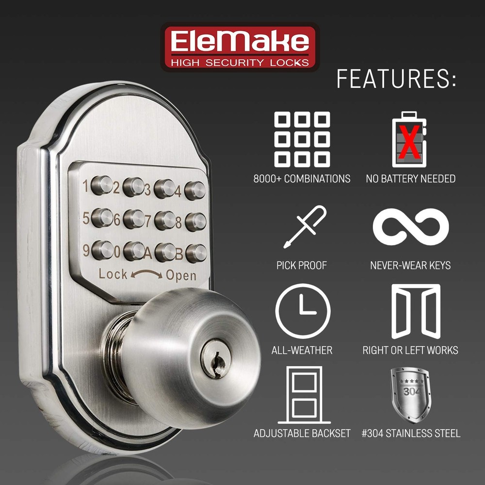Keyless Entry Door Lock with Keypad - Keyless Deadbolt Lock, Digital Code Sec...