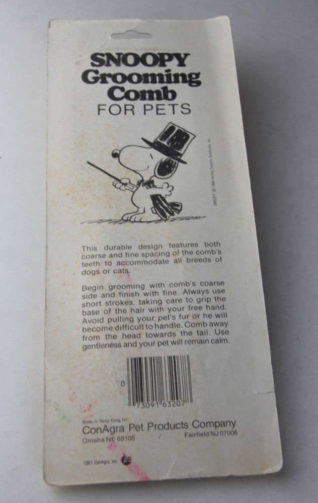 Vintage Snoopy Grooming Comb for Pets