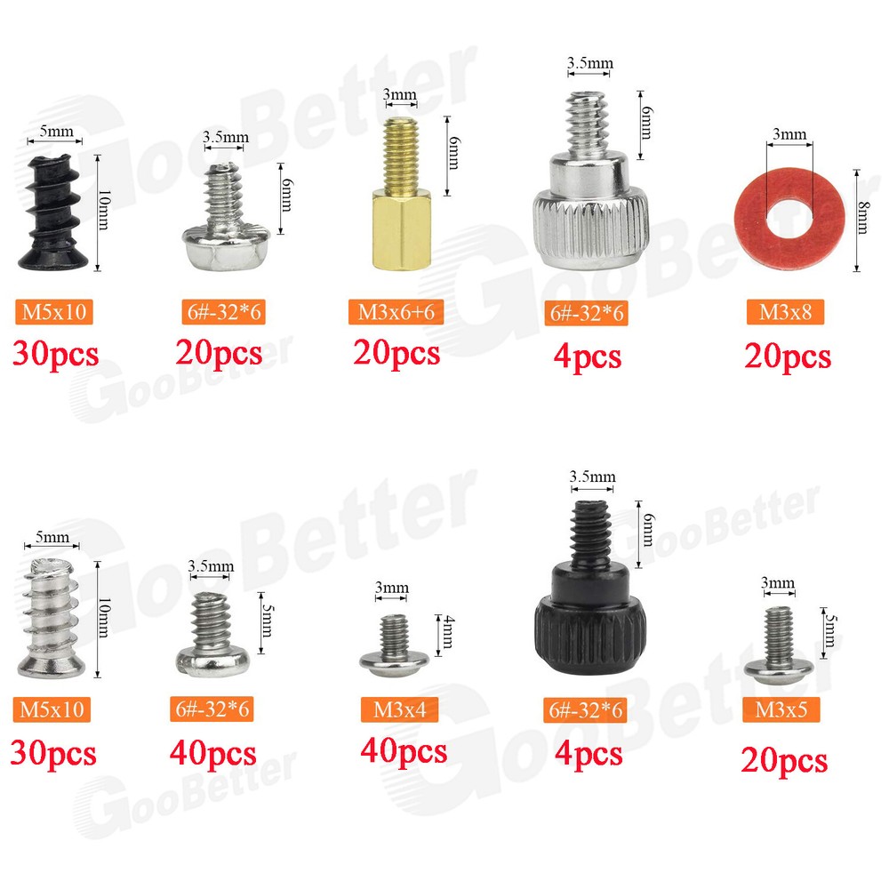 228Pcs PC Computer Screws Standoffs Set Kit for Hard Drive Computer Case Repair