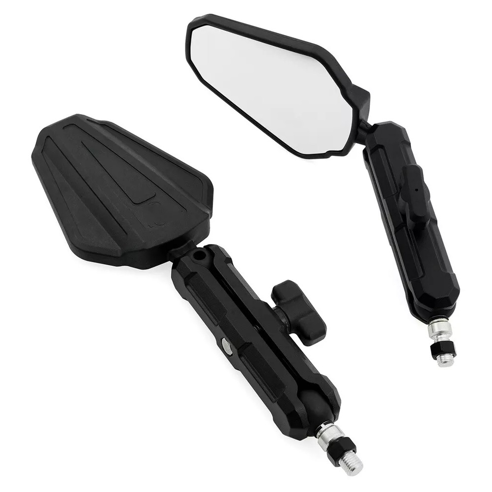 Pair ADV Motorcycle Rear View Mirrors Foldable Adjustable Adventure Universal US