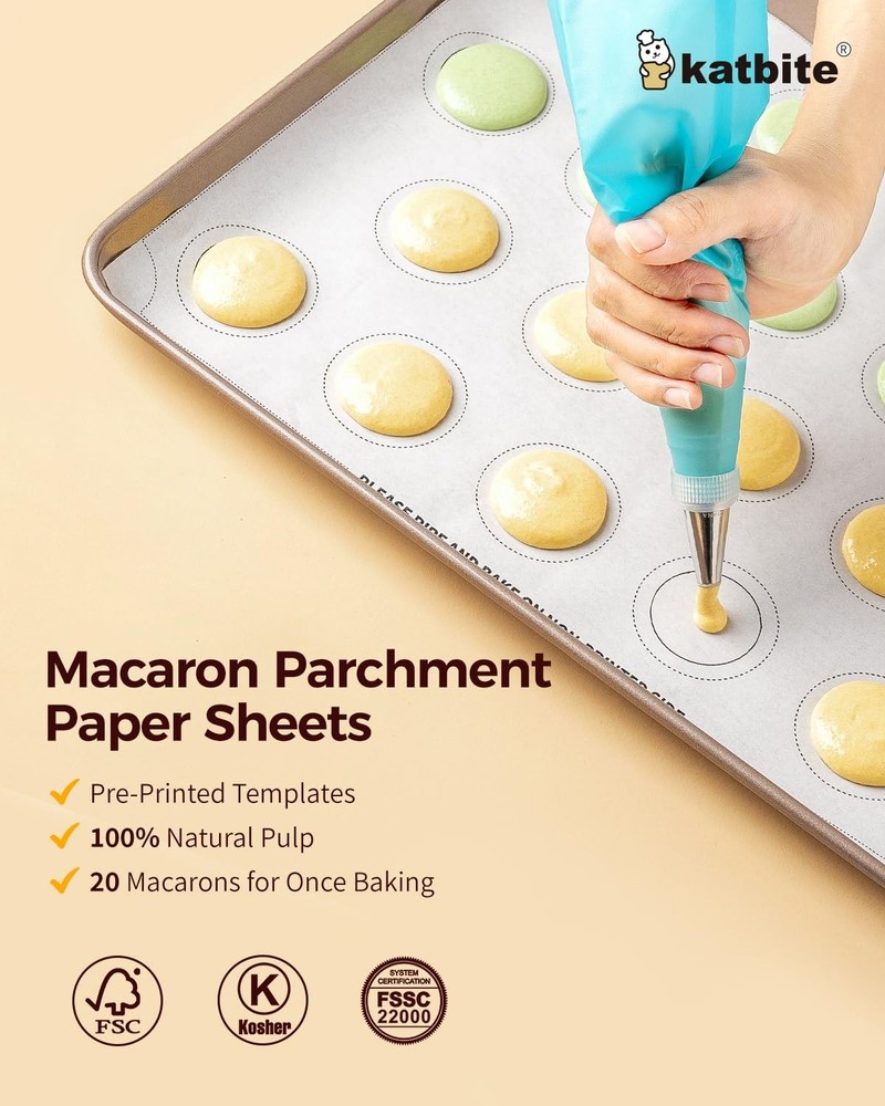 100 Sheets 12x16 Macaron Parchment Template, Printed Circle Baking Stencil