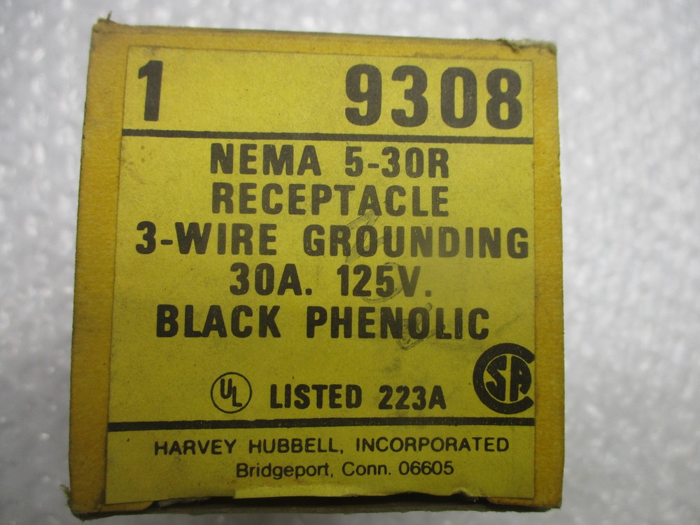 HUBBELL 9308 RECEPTACLE BLACK NSMP