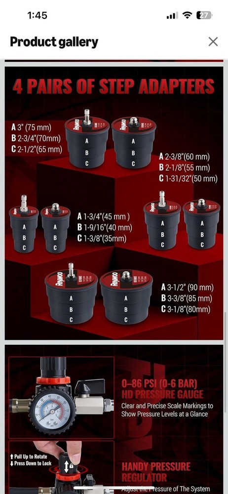 Reywoo Turbo Boost Leak Tester Kit, 10pc Turbo System Leakage