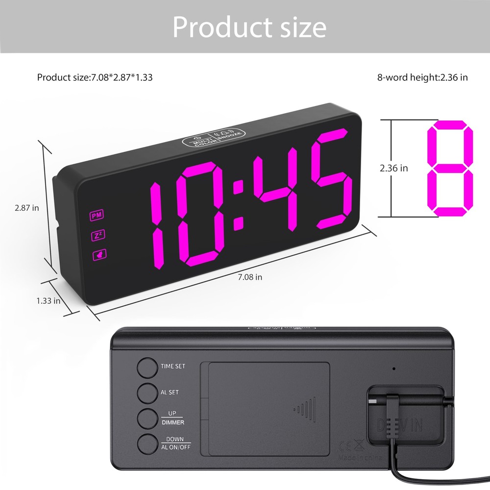 Digital Alarm Clock with Battery Backup RGB Color Changing Small Desk Clock