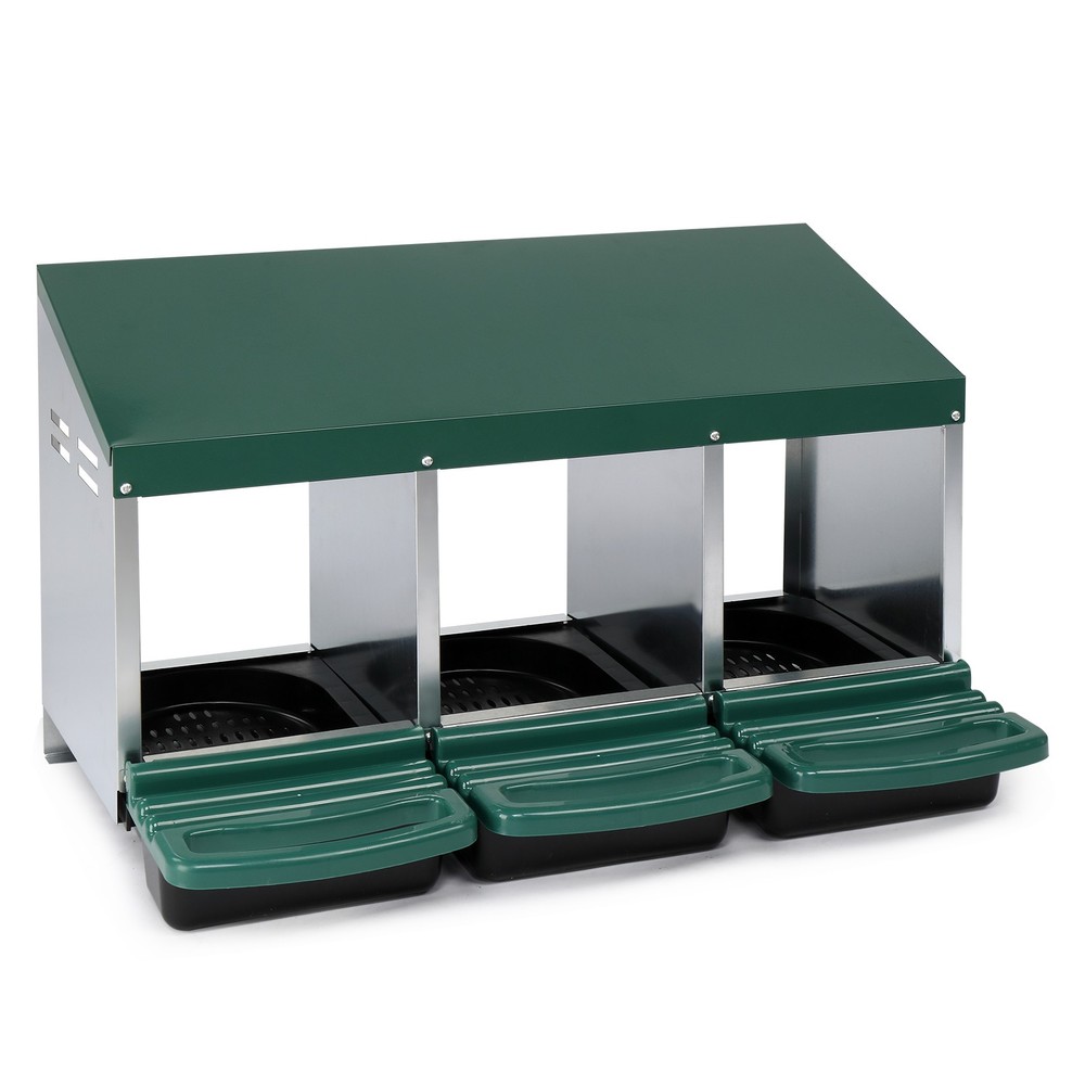3 Compartment Roll Out Chicken Nesting Box with Plastic Basket, Egg Nest Box