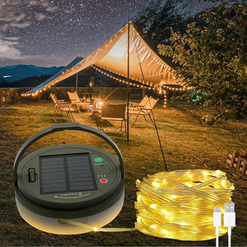 Solar Camping String Lights Fairy String Light, 4 in 1 Portable 32.8 FT