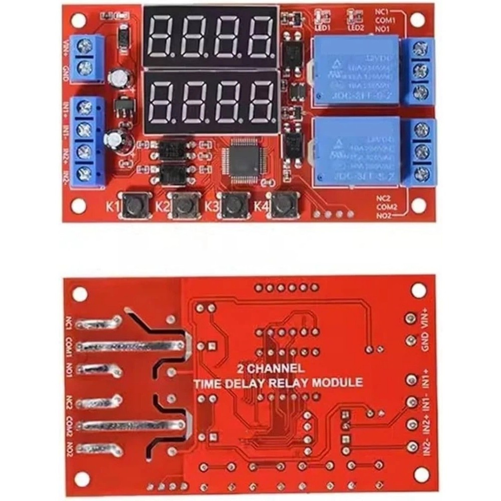 ADual Channel 12V 10A Delay Relay Module 32 Timer Modes Adjustable Controller