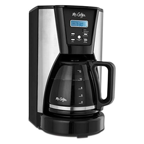 Mr. Coffee 12-Cup Programmable Coffee Maker Machine, Black/Silver (Used)