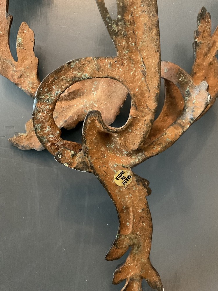 Vintage Solid Iron Acanthus Leaf Candle Wall Sconces Made in India