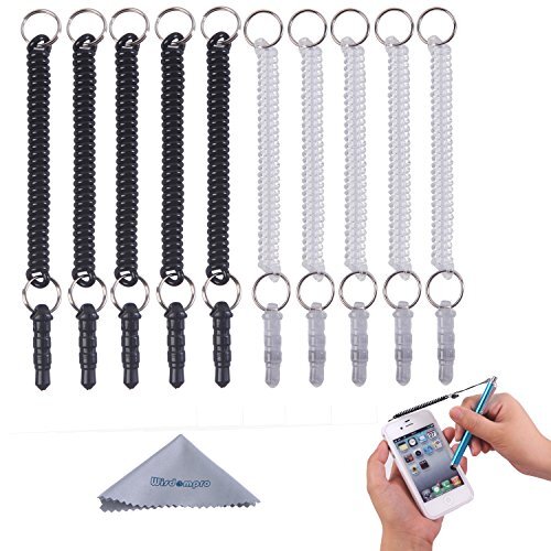 Stylus Tether, Wisdompro 10 Pack of Detachable Elastic Coil Tether
