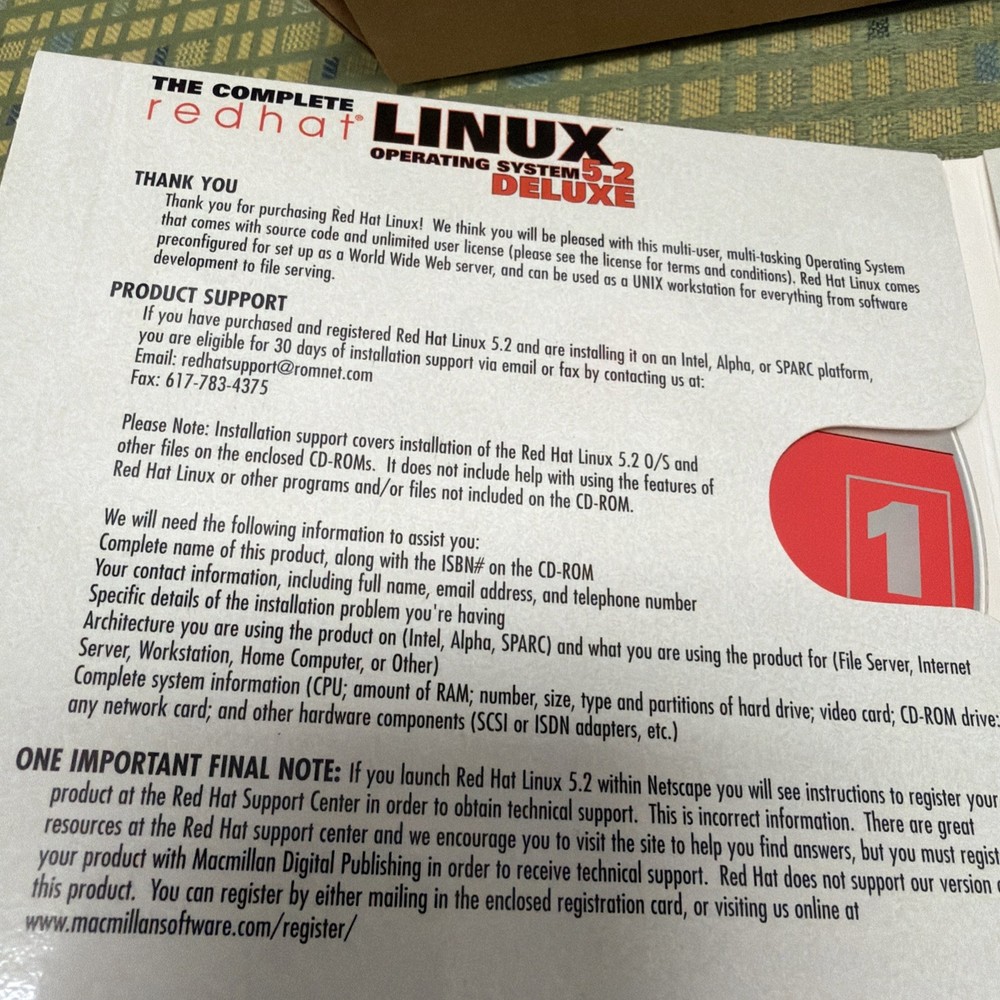 The Complete Redhat Linux 5.2 Operating System Deluxe Secure Server Partial Seal