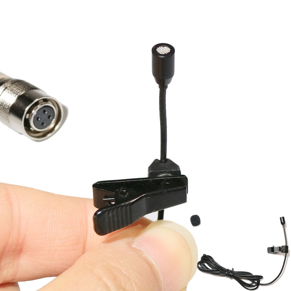 Mini Lapel Lavalier Microphone For Audio-Technica Pocket transmitter - Black