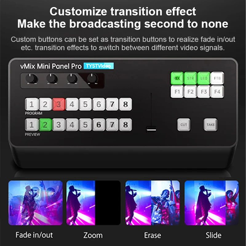 TYST vMix Mini Panel Pro 8-Channel Broadcast Switcher Video Recording Switching