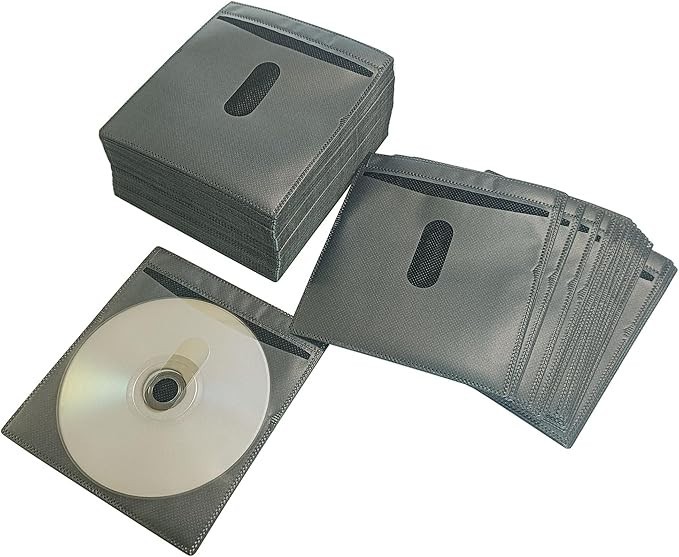 (200) Premium CD Double-Sided Storage Plastic Sleeve (Black)