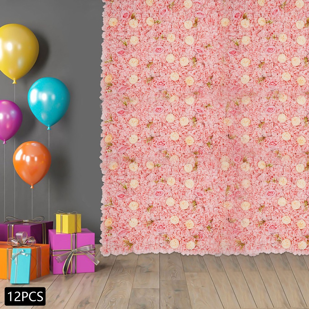 12pcs Flower Wall Panel Artificial Flower Wall Background Silk Rose Wedding