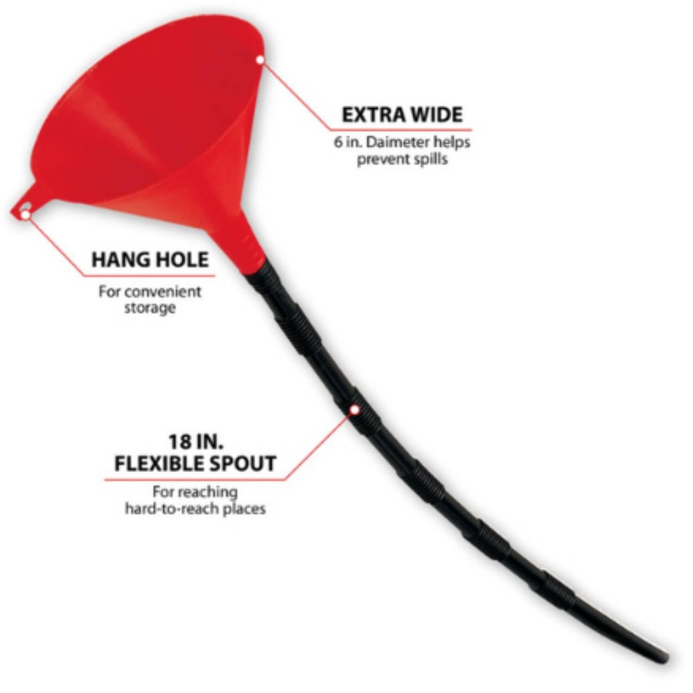 Performance Tool W220 Plastic Funnel with 18" Spout