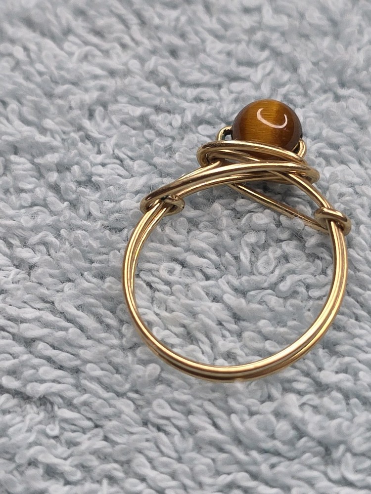Eye of tiger wire wrapped ring