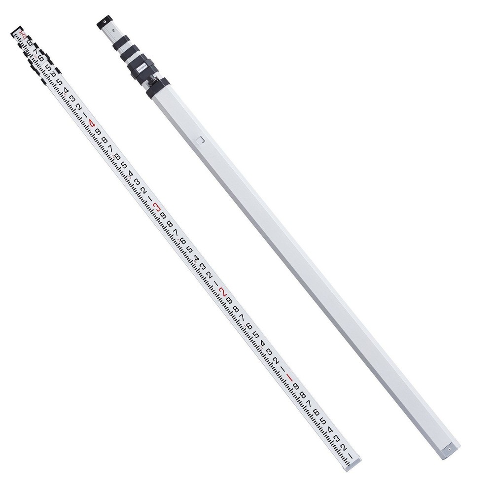 Aluminum 25ft 6-Section Extendable Leveling Rod w/ Dual Scale & Bubble Level