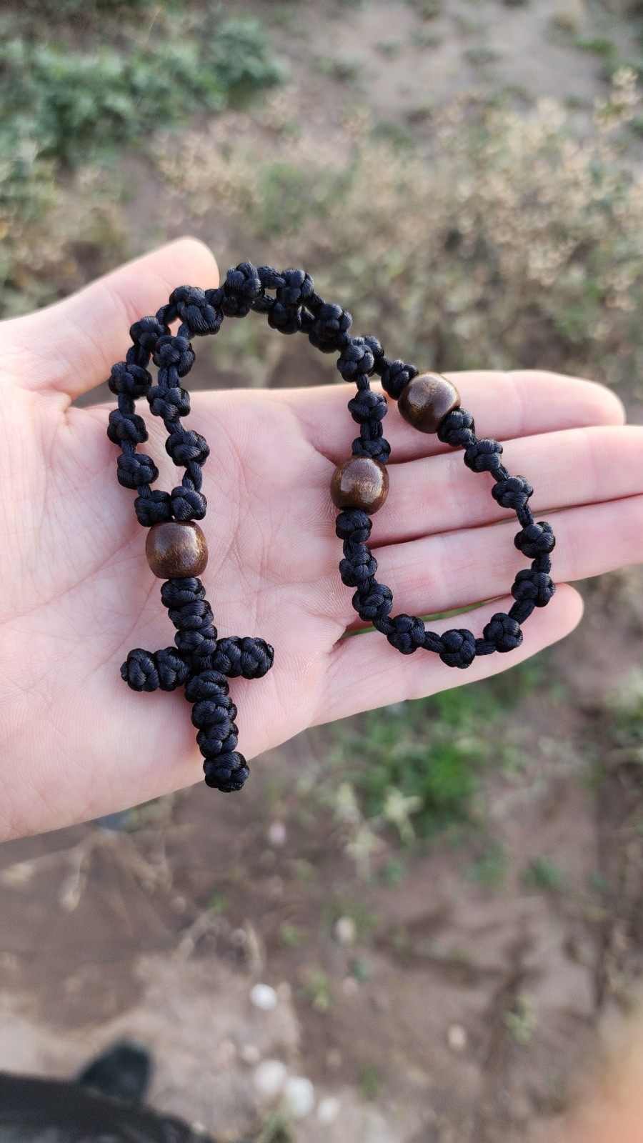 Handmade Orthodox  Prayer Rope 33 Knots Black With Wood Beads