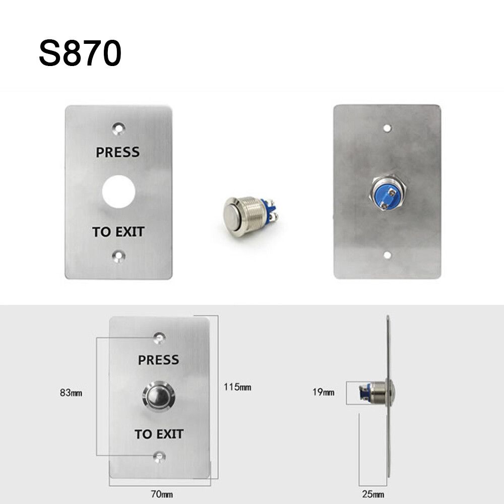 12V Stainless Steel Thick Panel Self Resetting Access Switch Exit Button