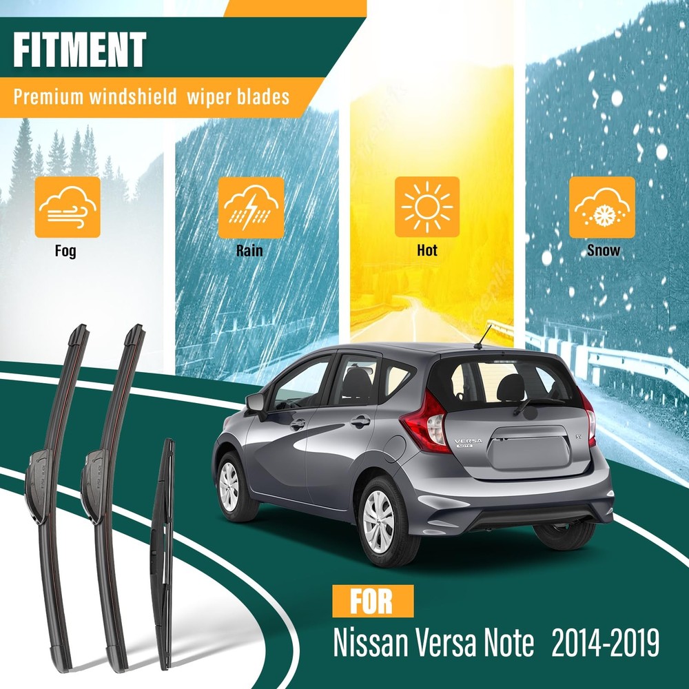 Nissan Versa Note Windshield Wiper Blade Set 28" 12" 12" Replacement 2014-2019