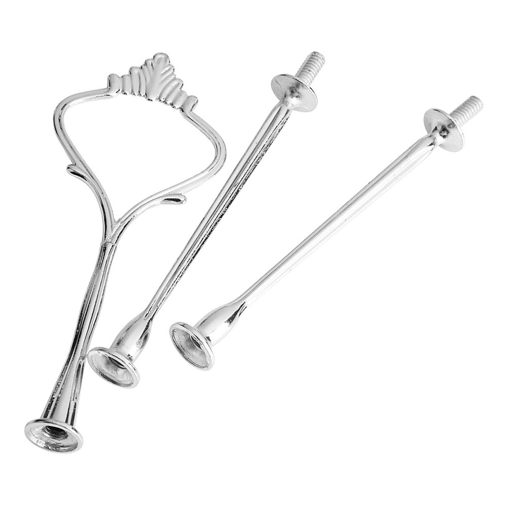 (3tiers Crown Silver)Multi Tiers Cake Tray Stand Handle Fruit Plate Hardware WT